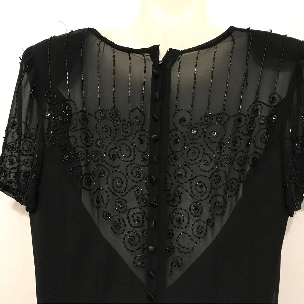 Evening beaded black dress women’s size 10 - Picture 3 of 10